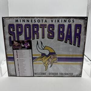 Minnesota Vikings Sports Bar Tin Metal Sign Man Cave Garage Bar Decor 12.5X16In